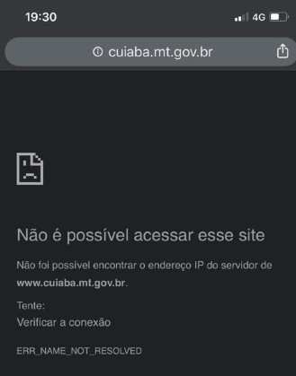 Site da prefeitura fora do ar