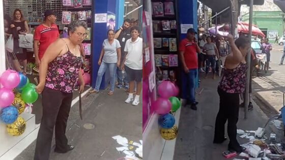 Mulher quebra barraca no centro de Cuiabá
