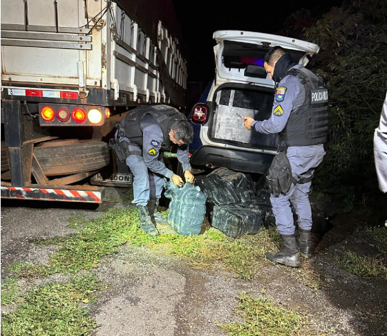 Drogas apreendidas dentro de carreta