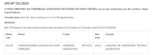 exoneração maria eduarda aquino