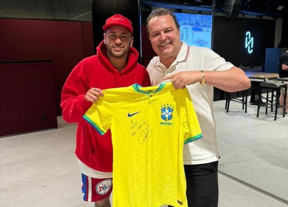 Neymar e o presidente da ALMT, Max Russi (Podemos).
