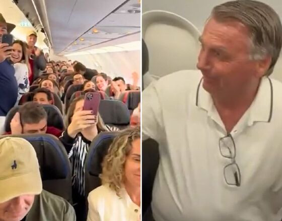 Bolsonaro aplaudido em avião