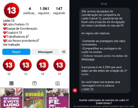 Perfil falso de Lúdio Cabral