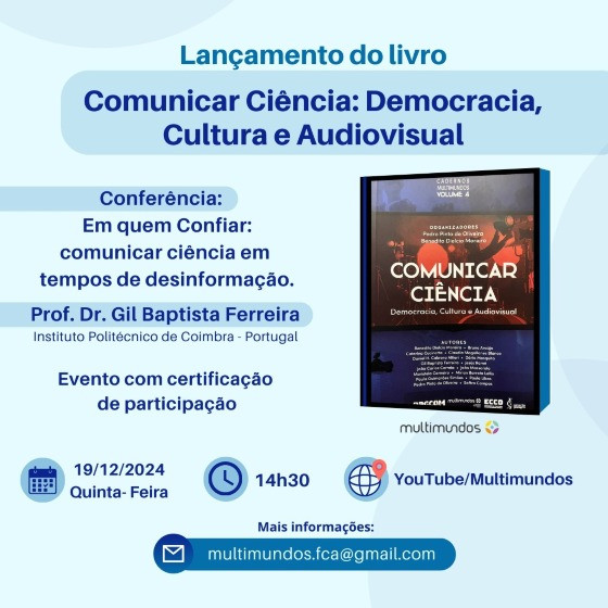 livro “Comunicar Ciência: Democracia, Cultura e Audiovisual”