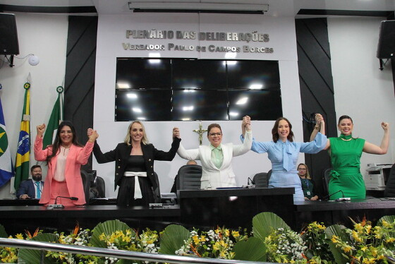 Dr. Mara (Podemos), Katiuscia Mantelli (PSB), Paula Calil (PL), Maysa Leão (Republicanos) e Michelly Alencar (União Brasil) - da esquerda à direita