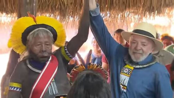 Raoni e Lula no Xingu