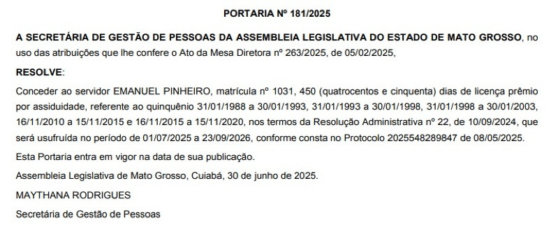 Emanuel Pinheiro licença