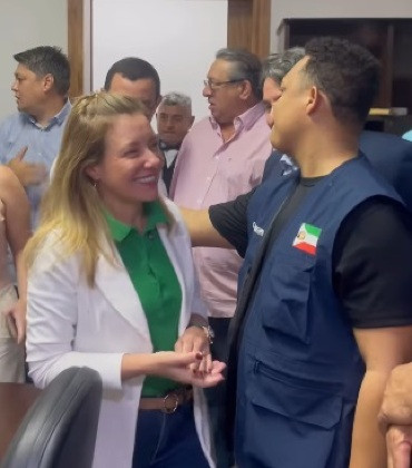 A prefeita de Várzea Grande, Flávia Moretti, e o vereador Caio Cordeiro, ambos do PL. 