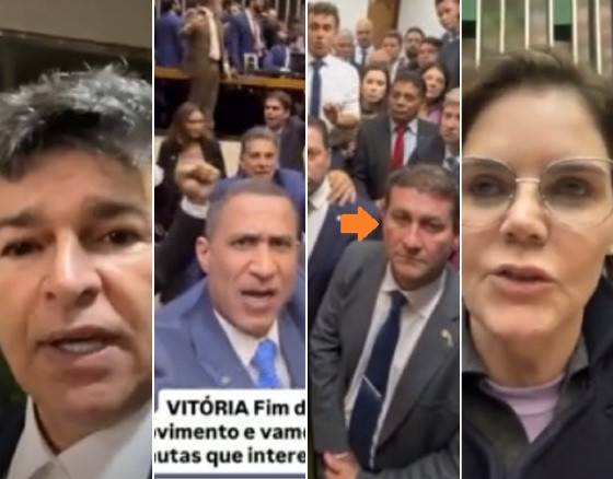 Os deputados federais José Medeiros (PL), Coronel Assis (União Brasil), Rodrigo Zaeli (PL) e Coronel Fernanda (PL), da esquerda à direita. 