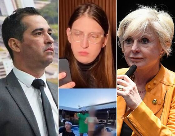 O vereador por Cuiabá, Tenente Coronel Dias (Cidadania); o influenciador digital Felipe Bressanim, o Felca; e a senadora Margareth Buzetti (PSD)