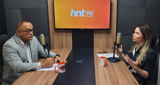 A presidente da Comissão de Recuperação Judicial da OAB-MT, Aline Barini, em entrevista ao diretor de Jornalismo do HNT, Kleber Lima.