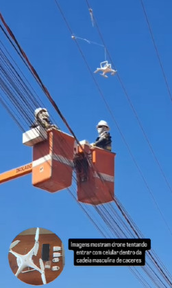 Drone com celular e carregadores é apreendido ao tentar entrar em cadeia de Cáceres