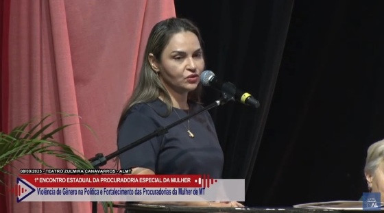 A vice-prefeita de Cuiabá, Vânia Rosa (NOVO), no 1º Encontro da Procuradoria Especial da Mulher da ALMT. 
