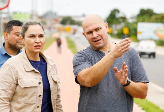 A vice-prefeita de Cuiabá, Vânia Rosa (Novo), e o prefeito Abilio Brunini (PL)