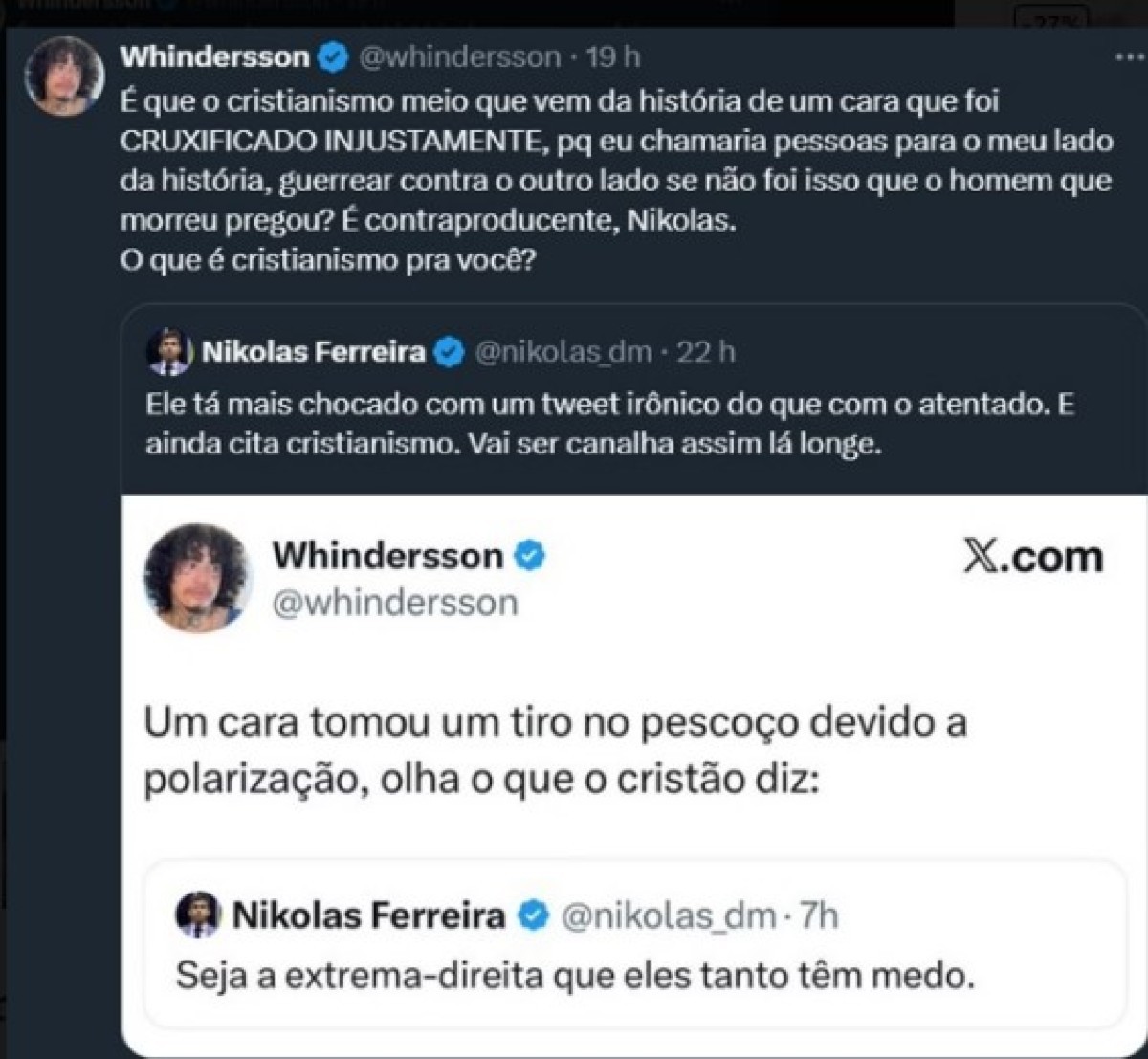 Whindersson Nunes e Nikolas Ferreira trocam farpas após morte de Charlie Kirk 