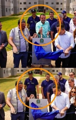 tretaEx-aliado é retirado digitalmente de foto oficial de entrega de residencial em Nova Mutum