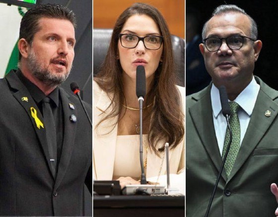 O vereador por Cuiabá, Rafael Ranalli (PL), a deputada estadual Janaina Riva e o senador Wellington Fagundes (PL)