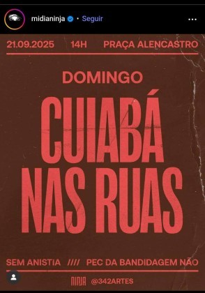 Movimentos sociais ligados à esquerda promovem ato em Cuiabá contra a anistia a presos políticos de atos antidemocráticos