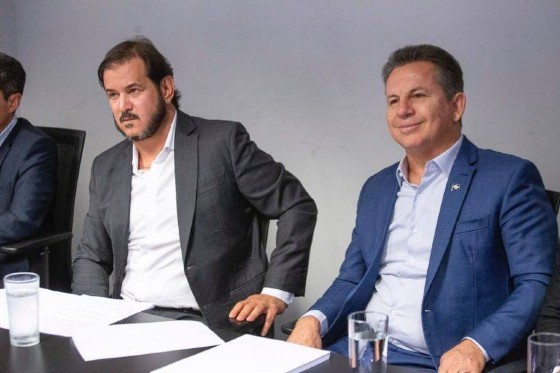 O presidente nacional do União Brasil, Antônio Rueda, e o governador Mauro Mendes (União Brasil-MT)