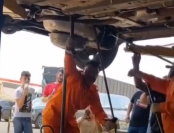 Jibóia resiste a ser resgata de dentro do tanque de um Corolla Cross; assista