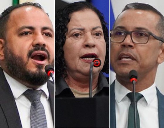 Os vereadores por Cuiabá Jeferson Siqueira (PSD), Baixinha Giraldelli (Solidariedade) e Dídimo Vovô (PSB) - da esquerda à direita. 