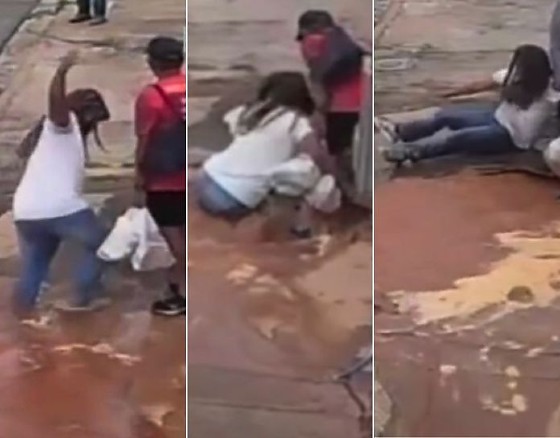 O repórter da TVCA, Derick Bueno, foi engolido por buraco no bairro do Porto, em Cuiabá. 