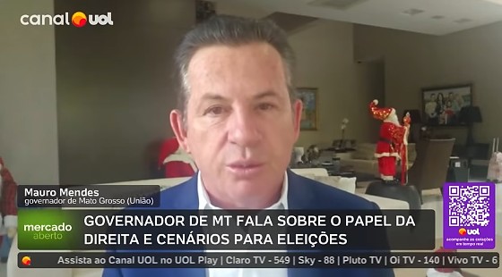 O governador Mauro Mendes em entrevista ao UOL.