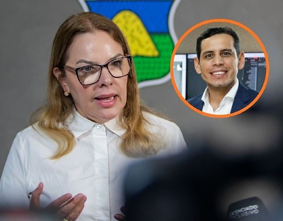 A presidente da Câmara de Cuiabá, Paula Calil (PL), e o ex-secretário Municipal do Trabalho, William Leite.
