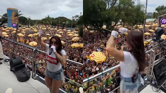 Fumaça azul marcou o anúncio no trio elétrico, que reuniu milhares de foliões na capital paulista.