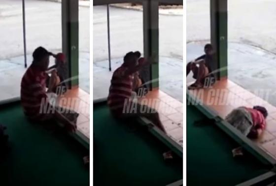 Câmeras de segurança registraram os últimos momentos da vítima antes da queda repentina.