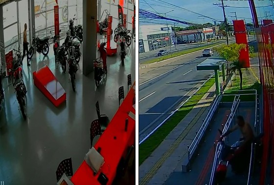 Homem arrombou a porta da concessionária e fugiu conduzindo o veículo de alto valor.