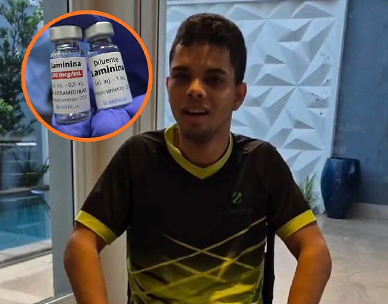 O jovem Kawan Vinnicyus, de 21 anos, morador de Rondonópolis é o 1º mato-grossense que recebeu a dose da polilaminina.