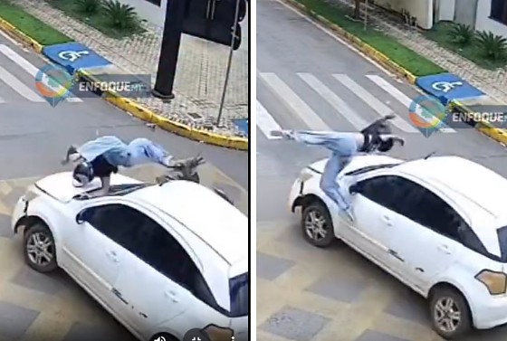 Motociclista é atropelada por carro em cruzamento em cidade de MT