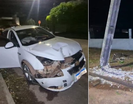 Bêbado derruba poste em Sinop