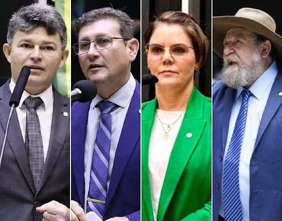 Os deputados federais José Medeiros, Rodrigo Zaeli, Coronel Fernanda, Nelson Barbudo - todos do PL. 
