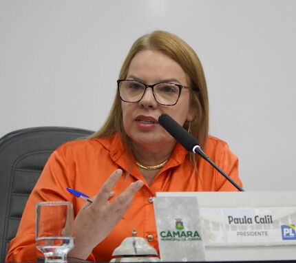 A presidente da Câmara de Cuiabá, Paula Calil (PL). 