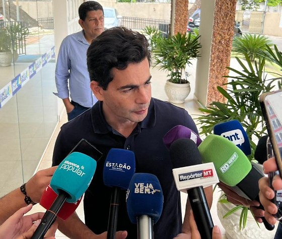 O deputado federal Fabio Garcia (UB) no diretório do União Brasil em Cuiabá. 