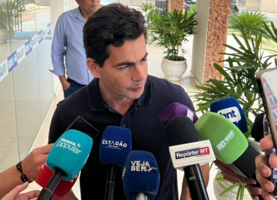 O deputado federal Fabio Garcia (UB) no diretório do União Brasil em Cuiabá. 