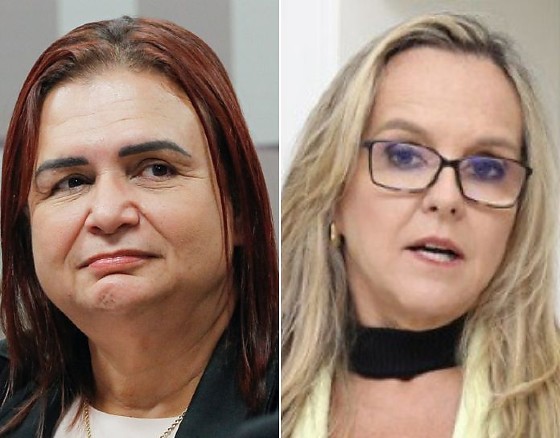 À direita, a ex-deputada federal Professora Rosa Neide (PT) e à esquerda a pré-candidata ao governo, a médica Dra. Natasha Slhessarenko (PSD).