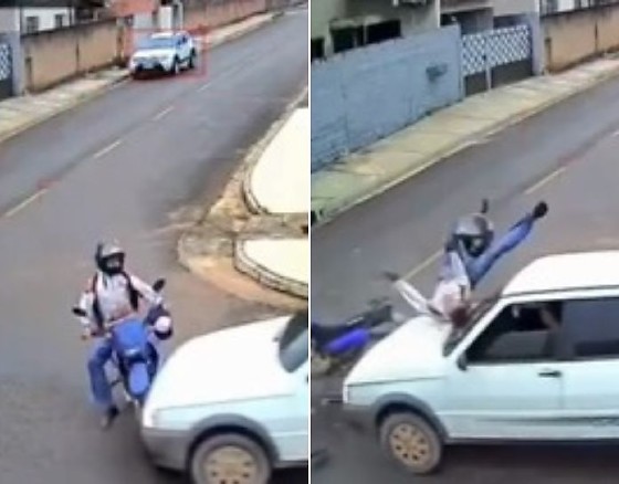 Piloto de moto voando