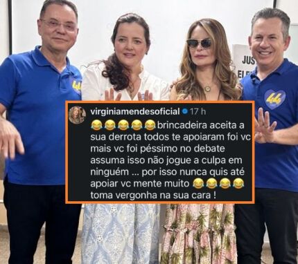 Da esquerda à direita, o deputado estadual Eduardo Botelho (MDB), sua esposa, a ex-primeira-dama Virginia Mendes (UB) e o ex-governador Mauro Mendes (UB). 