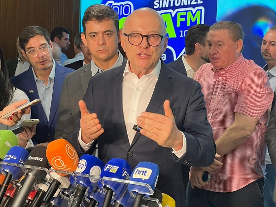 O governador Otaviano Pivetta (Republicanos) no Palácio Paiaguás. 