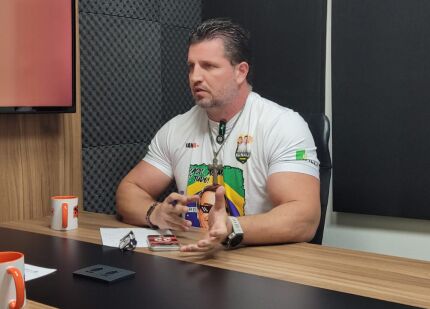 O vereador por Cuiabá, Rafael Ranalli (PL), no podcast HNT TV Entrevista. 