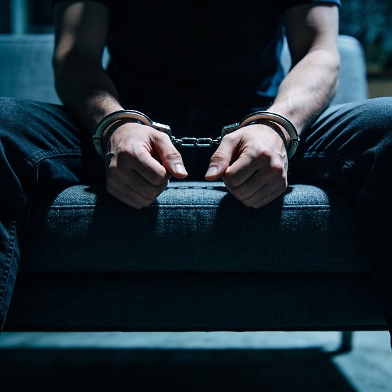 Homem algemado no sofá 