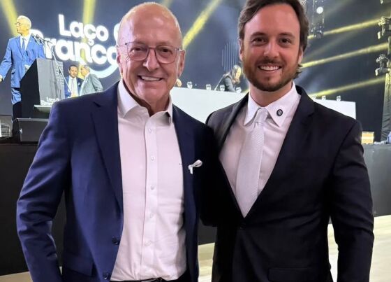 O governador Otaviano Pivetta e o vereador por Cuiabá, Daniel Monteiro, ambos do Republicanos. 