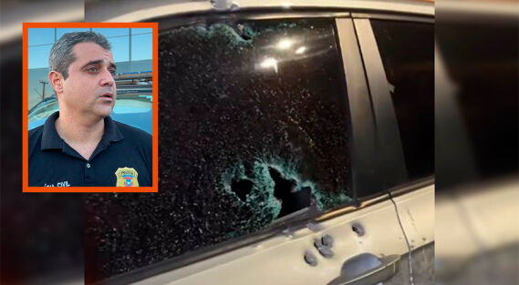 Carro baleado de Bruno França 