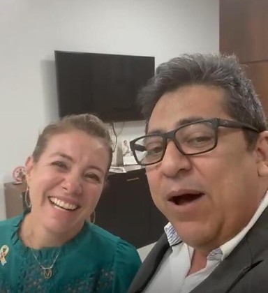 O presidente do PL em MT, Ananias Filho, e a prefeita de VG, Flávia Moretti.