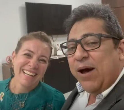 O presidente do PL em MT, Ananias Filho, e a prefeita de VG, Flávia Moretti.