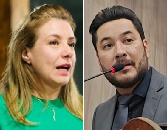 A prefeita de Várzea Grande Flávia Moretti (PL), e o vereador Wender Madureira (Republicanos).