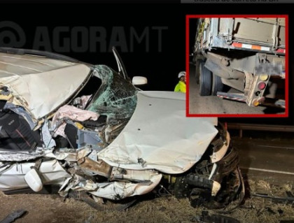 Carro colide com carreta e é lançado para fora de rodovia federal